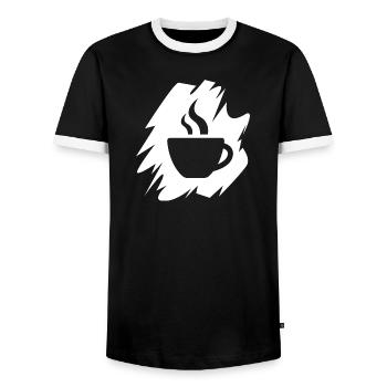 Illustration de café pinceau à café icône logo café - T-shirt contrasté Homme - noir/blanc - Devant - AI Model Female 172 light (172cm) & AI Model Male 178 light (178cm)