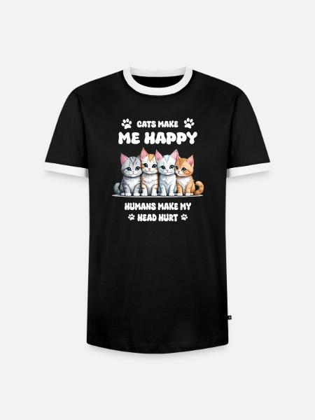 Katzen machen mich Glücklich... - Männer Kontrast-T-Shirt - Schwarz/Weiß