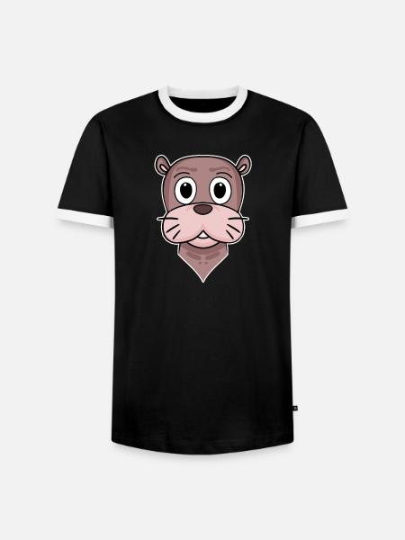 Seelöwe Tierkopf Tier Kopf - Männer Kontrast-T-Shirt - Schwarz/Weiß