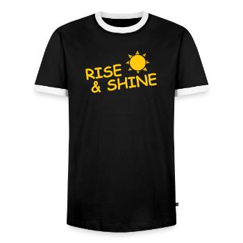 RISE & SHINE - Men's Ringer Shirt - black/white - Front - AI Model Female 172 light (172cm) & AI Model Male 178 light (178cm)