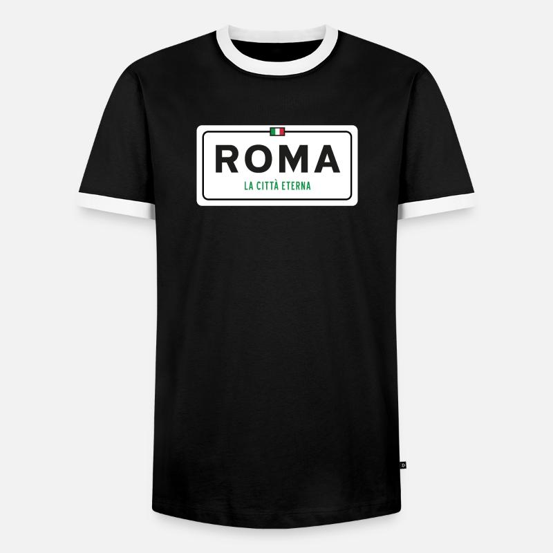Rom Ortsschild - Männer Kontrast-T-Shirt - Schwarz/Weiß