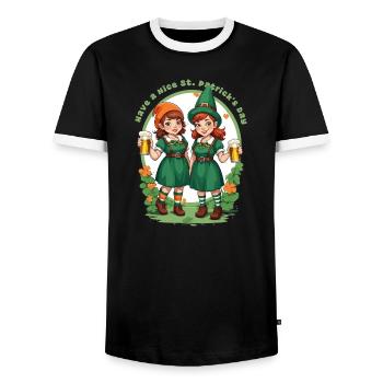 Have a happy St. Patrick's Day - Men's Ringer Shirt - black/white - Front - AI Model Female 172 light (172cm) & AI Model Male 178 light (178cm)