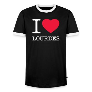 J’AIME LOURDES - T-shirt contrasté Homme - noir/blanc - Devant - AI Model Female 172 light (172cm) & AI Model Male 178 light (178cm)