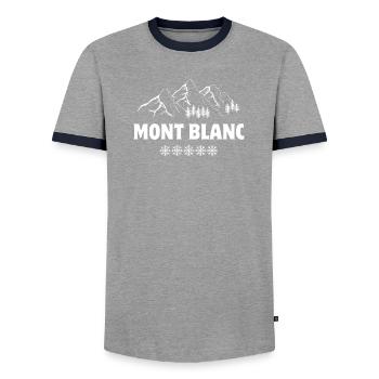 Mont Blanc, Skigebiet, Skifahren - Männer Kontrast-T-Shirt - Grau/Navy  - Vorne - AI Model Female 172 light (172cm) & AI Model Male 178 light (178cm)