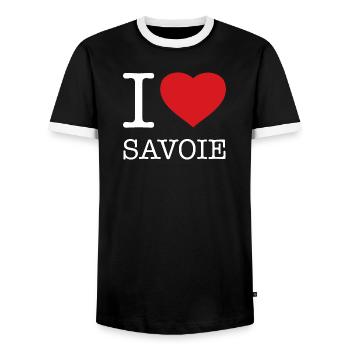 I LOVE SAVOIE Savoyen - Männer Kontrast-T-Shirt - Schwarz/Weiß - Vorne - AI Model Female 172 light (172cm) & AI Model Male 178 light (178cm)