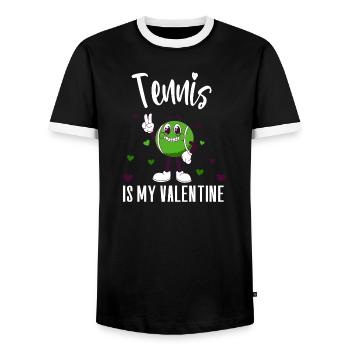 Tennis is my valentine funny - Men's Ringer Shirt - black/white - Front - AI Model Female 172 light (172cm) & AI Model Male 178 light (178cm)