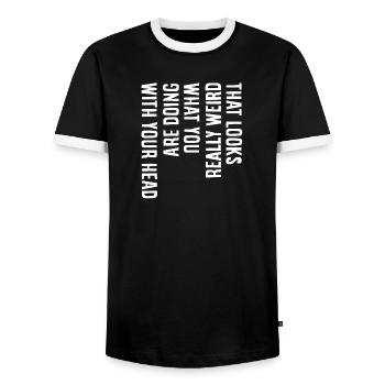 Ça a l’air vraiment bizarre - T-shirt contrasté Homme - noir/blanc - Devant - AI Model Female 172 light (172cm) & AI Model Male 178 light (178cm)