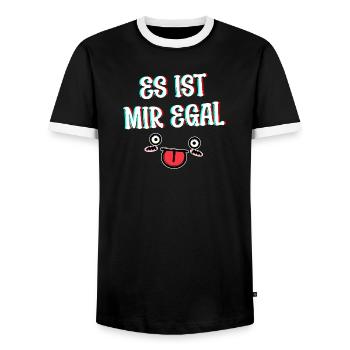 I don't care Cool Saying Attitude Relax Chill - Men's Ringer Shirt - black/white - Front - AI Model Female 172 light (172cm) & AI Model Male 178 light (178cm)