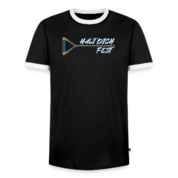 Wakeboard, Water Skiing, Water Sports, Statement Surfing - Men's Ringer Shirt - black/white - Front - AI Model Female 172 light (172cm) & AI Model Male 178 light (178cm)