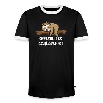 chemise de sommeil officielle paresseux dictons drôles - T-shirt contrasté Homme - noir/blanc - Devant - AI Model Female 172 light (172cm) & AI Model Male 178 light (178cm)