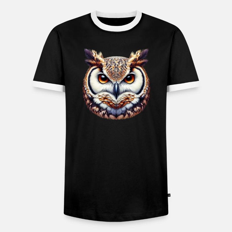 Eule - Männer Kontrast-T-Shirt - Schwarz/Weiß