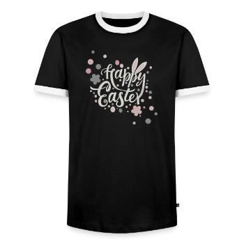 Easter greetings with flowers and pastel colors - Men's Ringer Shirt - black/white - Front - AI Model Female 172 light (172cm) & AI Model Male 178 light (178cm)