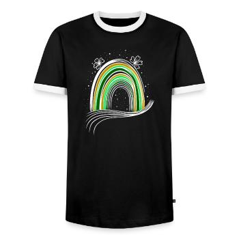 Arc en ciel de la fête irlandaise avec Shamrock St Patrick’s Day - T-shirt contrasté Homme - noir/blanc - Devant - AI Model Female 172 light (172cm) & AI Model Male 178 light (178cm)