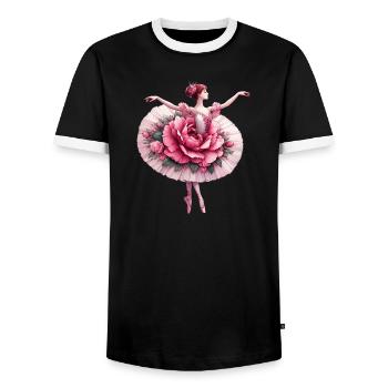 Ballet dancer with tutu - Men's Ringer Shirt - black/white - Front - AI Model Female 172 light (172cm) & AI Model Male 178 light (178cm)