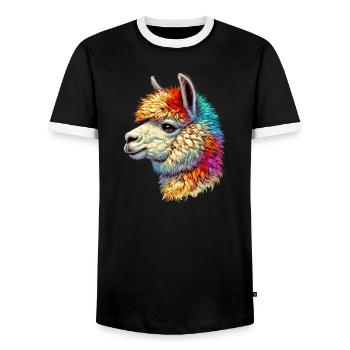 Alpaka - Männer Kontrast-T-Shirt - Schwarz/Weiß - Vorne - AI Model Female 172 light (172cm) & AI Model Male 178 light (178cm)