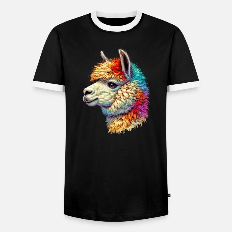 Alpaka - Männer Kontrast-T-Shirt - Schwarz/Weiß