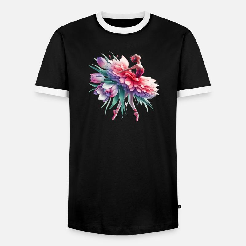 Ballet dancer with tutu - Men's Ringer Shirt - black/white