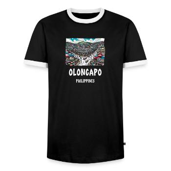 Ville d'Olongapo, Philippines, Asie du Sud-Est - T-shirt contrasté Homme - noir/blanc - Devant - AI Model Female 172 light (172cm) & AI Model Male 178 light (178cm)