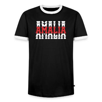 Amalia T-Shirt T-Shirt Geschenkidee gestapelter Text - Männer Kontrast-T-Shirt - Schwarz/Weiß - Vorne - AI Model Female 172 light (172cm) & AI Model Male 178 light (178cm)