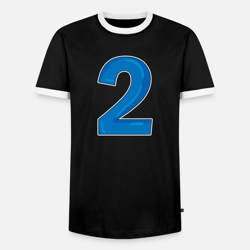 Two - 2 - Number Number - Men's Ringer Shirt - black/white
