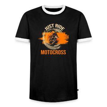 Just Ride - Motocross - Männer Kontrast-T-Shirt - Schwarz/Weiß - Vorne - AI Model Female 172 light (172cm) & AI Model Male 178 light (178cm)