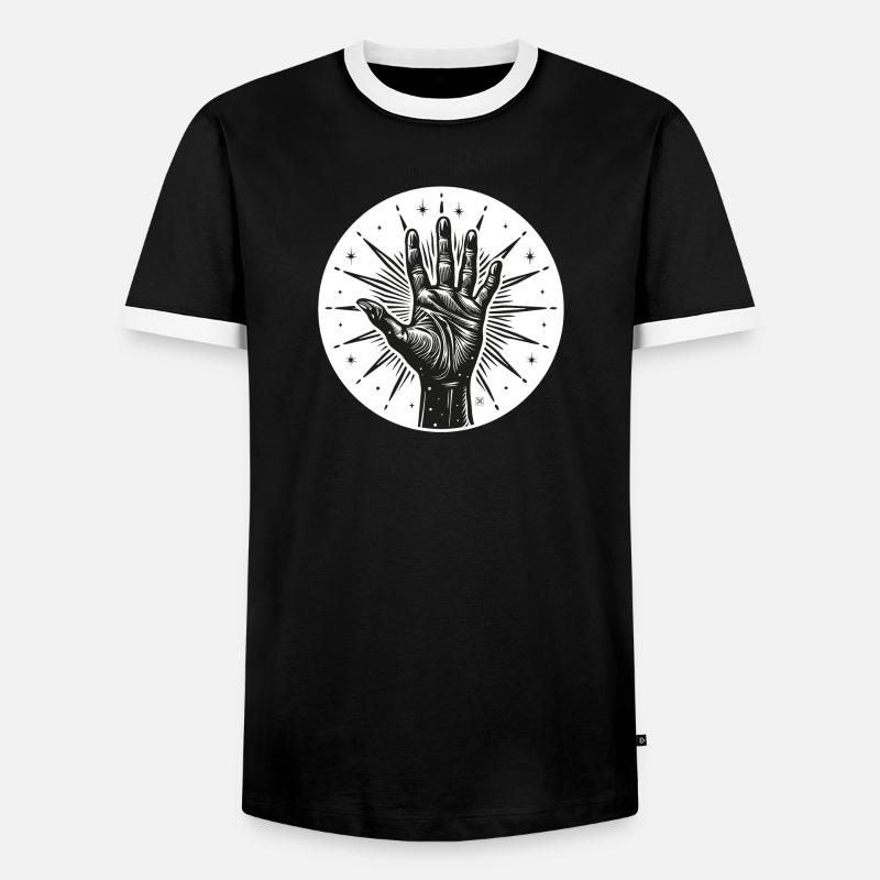 Sternhand mit Blitzen - Männer Kontrast-T-Shirt - Schwarz/Weiß