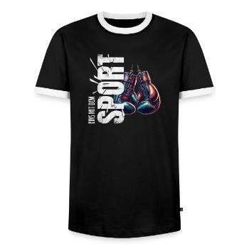 Eins mit dem Sport - Boxen - Männer Kontrast-T-Shirt - Schwarz/Weiß - Vorne - AI Model Female 172 light (172cm) & AI Model Male 178 light (178cm)