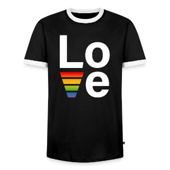 LGBT Regenbogen love Shirt white - Men's Ringer Shirt - black/white - Front - AI Model Female 172 light (172cm) & AI Model Male 178 light (178cm)