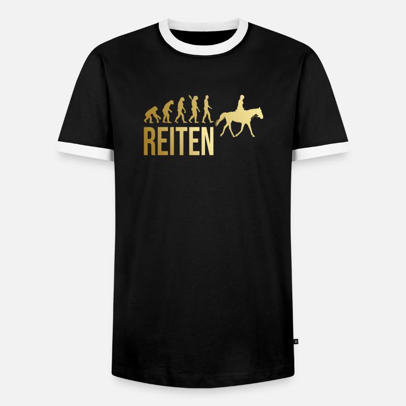 Reiten Evolution - Männer Kontrast-T-Shirt - Schwarz/Weiß