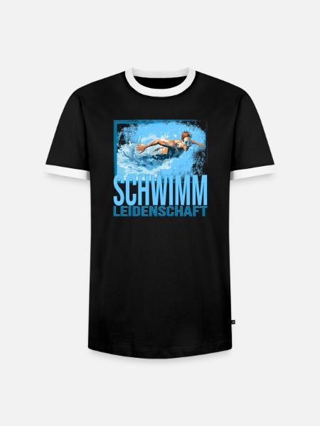 Schwimm Leidenschaft - Männer Kontrast-T-Shirt - Schwarz/Weiß