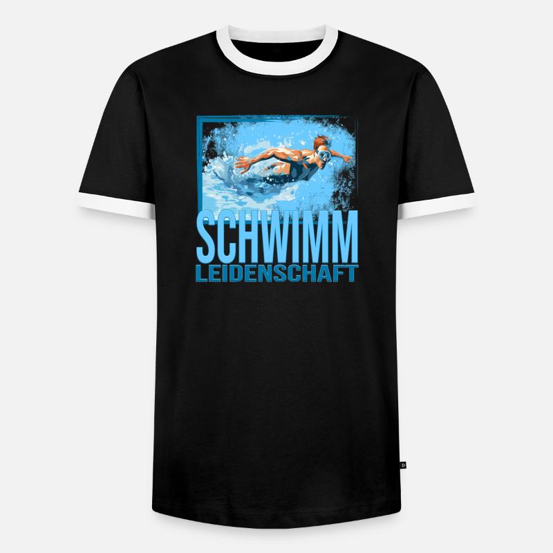 Schwimm Leidenschaft - Männer Kontrast-T-Shirt - Schwarz/Weiß