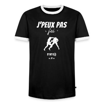 J peux pas j ai mma - T-shirt contrasté Homme - noir/blanc - Devant - AI Model Female 172 light (172cm) & AI Model Male 178 light (178cm)