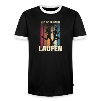 Alles was ich brauche - Laufen - Männer Kontrast-T-Shirt - Schwarz/Weiß - Vorne - AI Model Female 172 light (172cm) & AI Model Male 178 light (178cm)