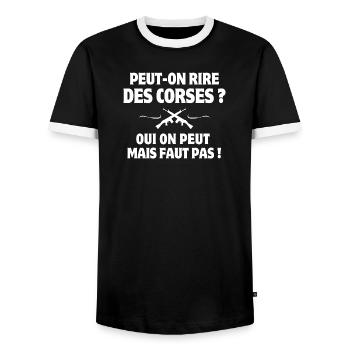 Corsica, Corsica humor, I am Corsican - Men's Ringer Shirt - black/white - Front - AI Model Female 172 light (172cm) & AI Model Male 178 light (178cm)