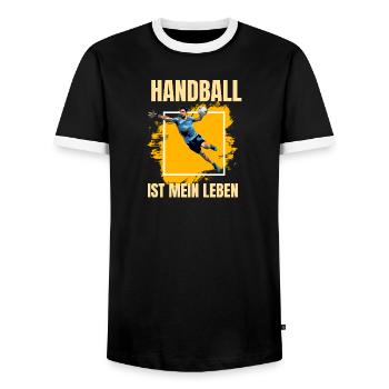 Handball ist mein Leben - Männer Kontrast-T-Shirt - Schwarz/Weiß - Vorne - AI Model Female 172 light (172cm) & AI Model Male 178 light (178cm)