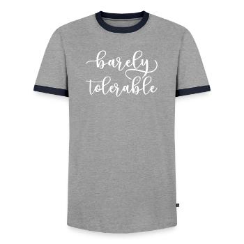 Stolz und Vorurteil - kaum erträglich I - Männer Kontrast-T-Shirt - Grau/Navy  - Vorne - AI Model Female 172 light (172cm) & AI Model Male 178 light (178cm)