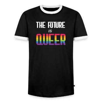 Mois de la fierté LGBTQ - L’avenir est queer - T-shirt contrasté Homme - noir/blanc - Devant - AI Model Female 172 light (172cm) & AI Model Male 178 light (178cm)