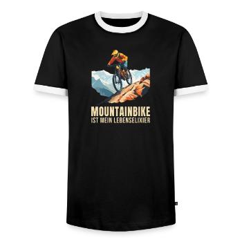 Mountainbike ist mein Lebenselixier - Männer Kontrast-T-Shirt - Schwarz/Weiß - Vorne - AI Model Female 172 light (172cm) & AI Model Male 178 light (178cm)