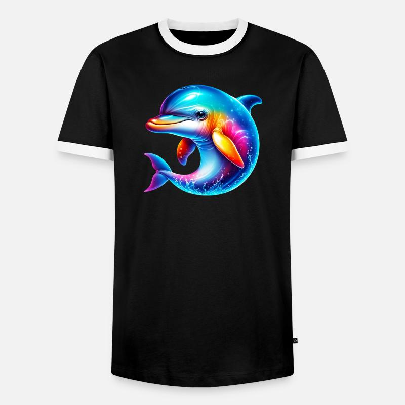 Delfin - Männer Kontrast-T-Shirt - Schwarz/Weiß