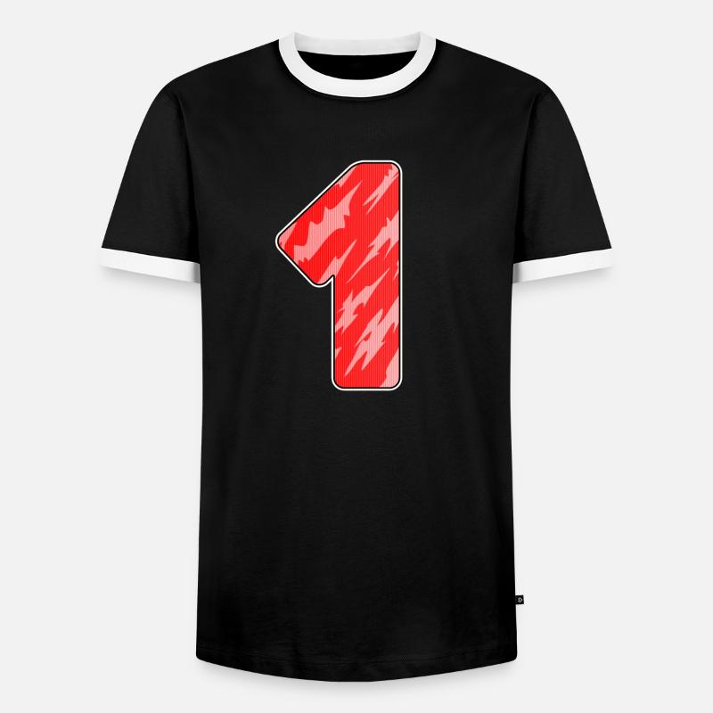 Number 1 Red Pattern - First - Men's Ringer Shirt - black/white