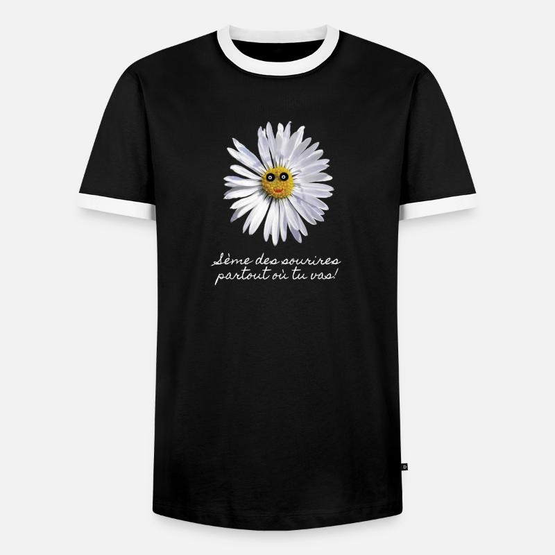 Lächelndes Gänseblümchen - Männer Kontrast-T-Shirt - Schwarz/Weiß