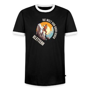 Die Welt von oben sehen - Männer Kontrast-T-Shirt - Schwarz/Weiß - Vorne - AI Model Female 172 light (172cm) & AI Model Male 178 light (178cm)