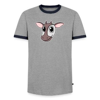 Okapi Forest Giraffe Head Motif Animal - Men's Ringer Shirt - grey/navy  - Front - AI Model Female 172 light (172cm) & AI Model Male 178 light (178cm)