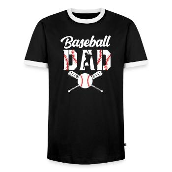 Baseball Papa Emblem T-Shirt - Männer Kontrast-T-Shirt - Schwarz/Weiß - Vorne - AI Model Female 172 light (172cm) & AI Model Male 178 light (178cm)