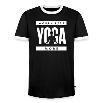 Lustiges Yoga Zitat - Männer Kontrast-T-Shirt - Schwarz/Weiß - Vorne - AI Model Female 172 light (172cm) & AI Model Male 178 light (178cm)