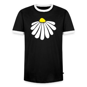 flower energy margarite blossom summer nature - Men's Ringer Shirt - black/white - Front - AI Model Female 172 light (172cm) & AI Model Male 178 light (178cm)