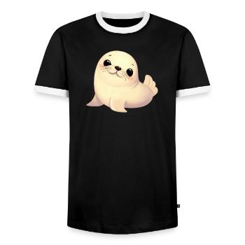 Seal - Men's Ringer Shirt - black/white - Front - AI Model Female 172 light (172cm) & AI Model Male 178 light (178cm)
