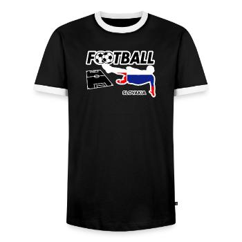 Football Fever Slovakia - Men's Ringer Shirt - black/white - Front - AI Model Female 172 light (172cm) & AI Model Male 178 light (178cm)