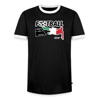 La fièvre du football Italie - T-shirt contrasté Homme - noir/blanc - Devant - AI Model Female 172 light (172cm) & AI Model Male 178 light (178cm)