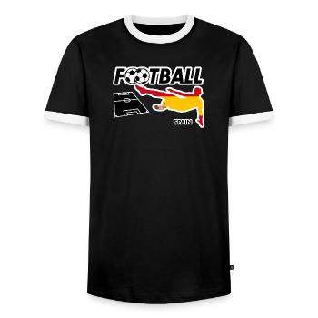 Fièvre du football Espagne - T-shirt contrasté Homme - noir/blanc - Devant - AI Model Female 172 light (172cm) & AI Model Male 178 light (178cm)